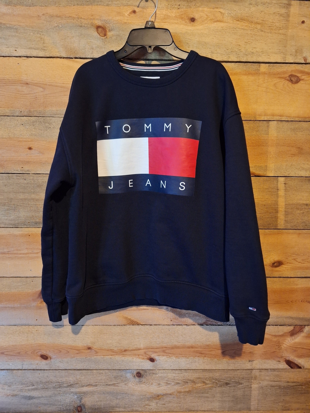 Tommy Hilfiger Navy Crewneck Sweatshirt with White & Red Logo